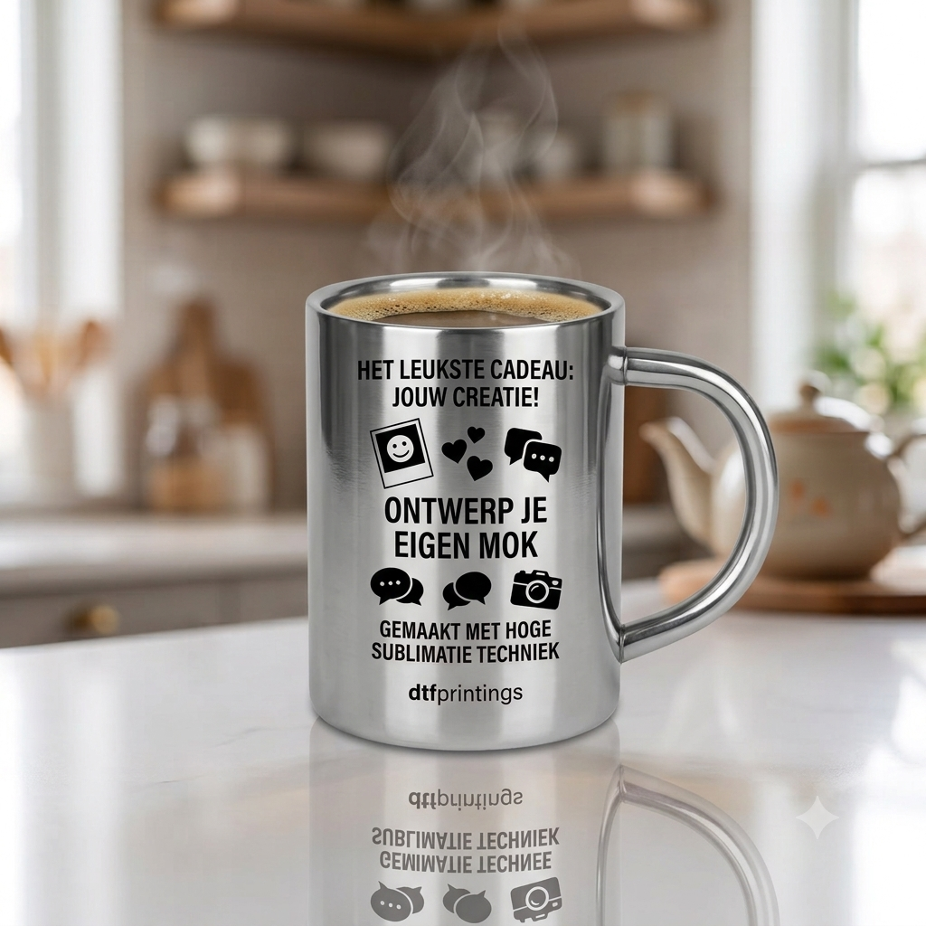 RVS Zilver gepersonaliseerde mok 330 ML